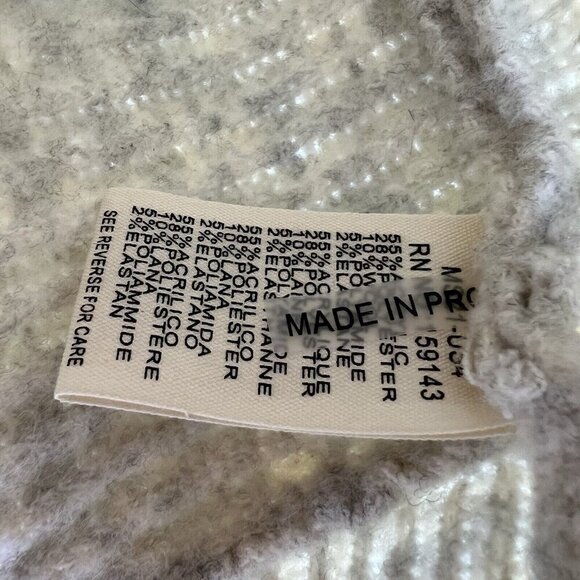 FRNCH Paris Wool Blend Henley Ribbed Gray Tan Wool Blend Sweater O/S - Picture 4 of 5